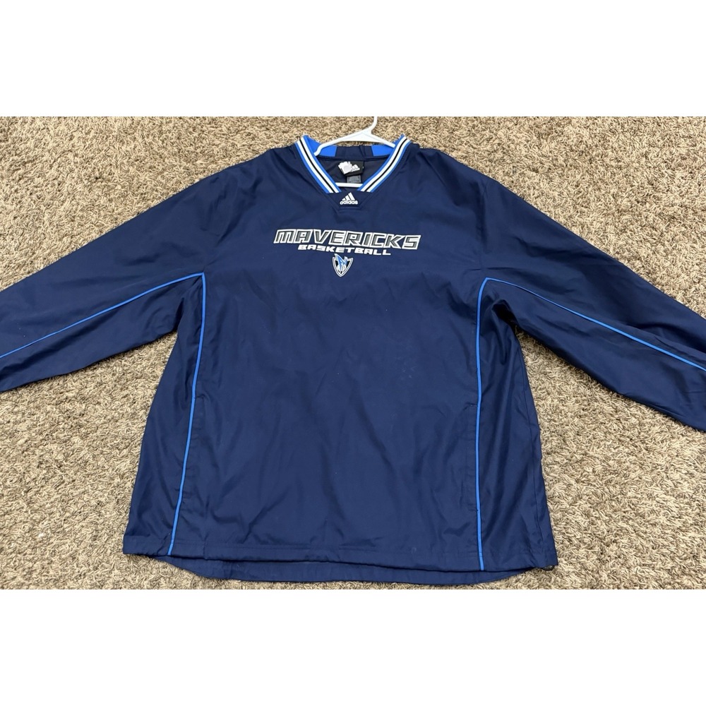 Adidas Dallas Mavericks Basketball NBA V-Neck Pullover Warm Up Jacket Size XL